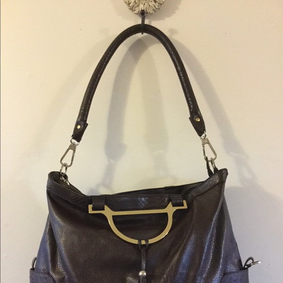 JOY MANGANO Brown Purse Bag Expandable New - Picture 1 of 6